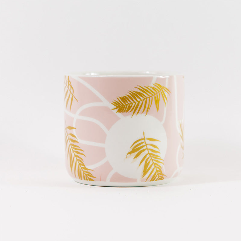 Pink and Gold Palm Planter