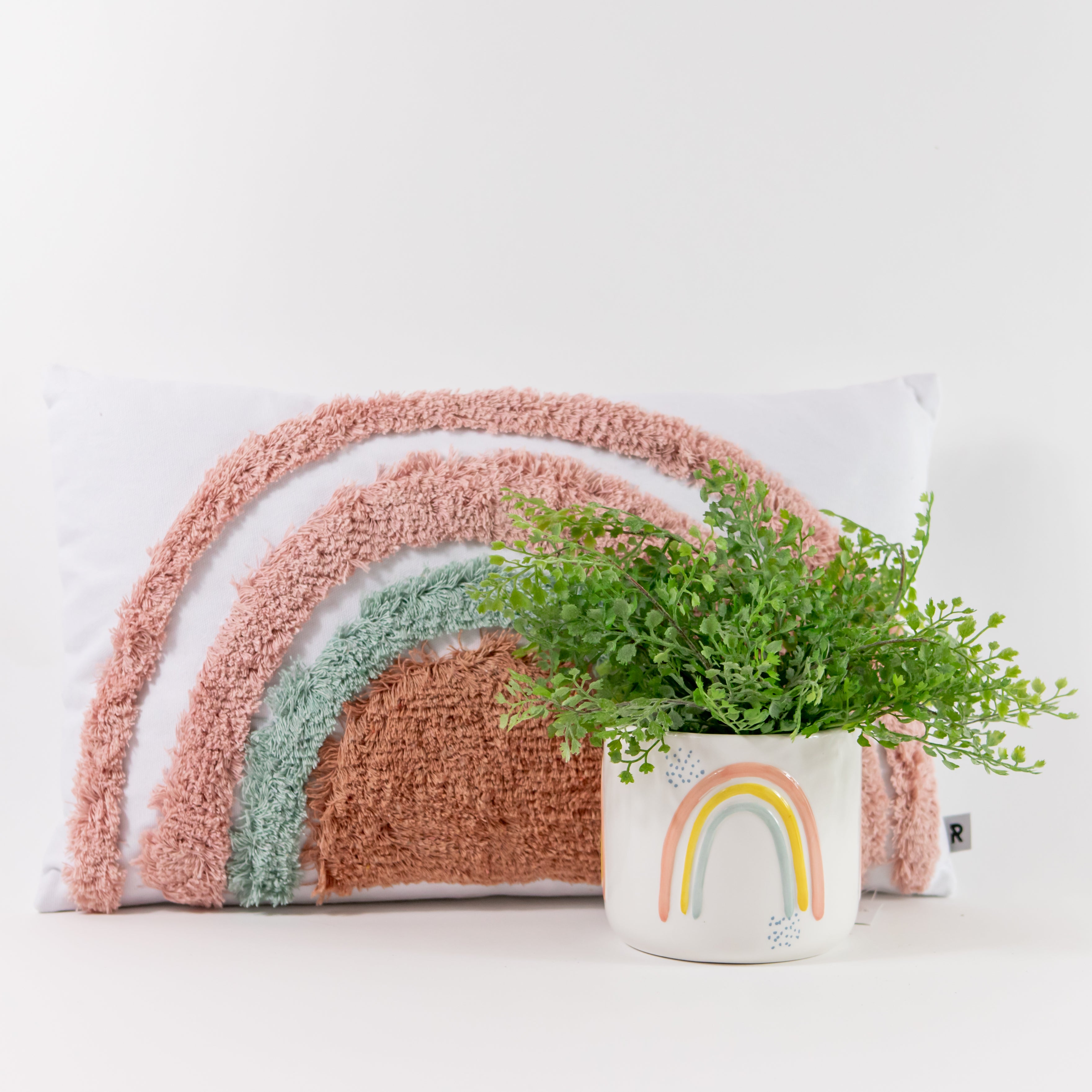 Rainbow Days Pink and Seamist Cushion