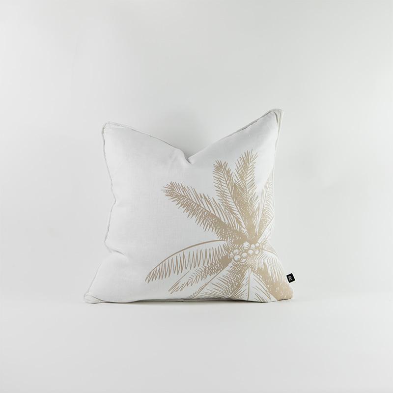 Summer Single Palms Linen Cushion