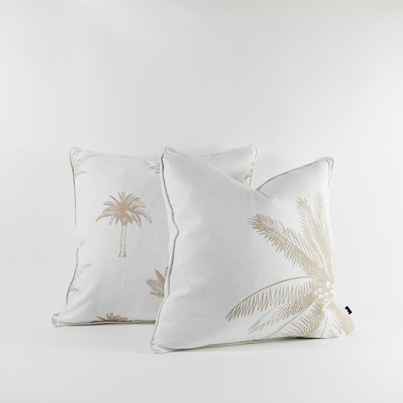 Summer Single Palms Linen Cushion