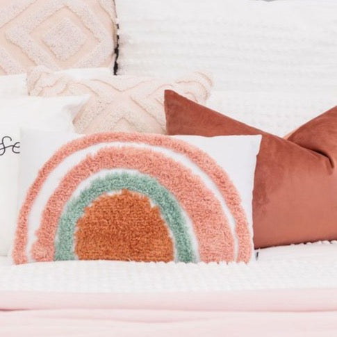 Rainbow Days Pink and Seamist Cushion